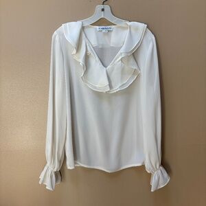 H. Apparel Cream Long Sleeve Ruffle Top Size SP
